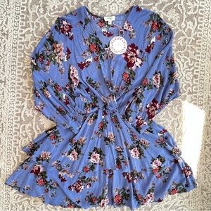NWT Umgee Wrap Front Floral Tiered Dress